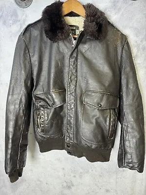 Vintage Cooper Genuine Leather Flight Jacket Mens 40 Brown Bomber  • $48