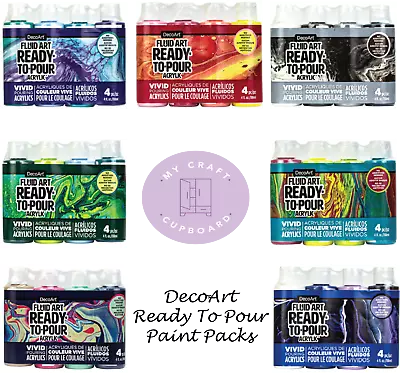 £6.50 • Buy DecoArt Fluid Art Ready-To-Pour 4oz Larger Bottles - 4pk Pouring Paints -
