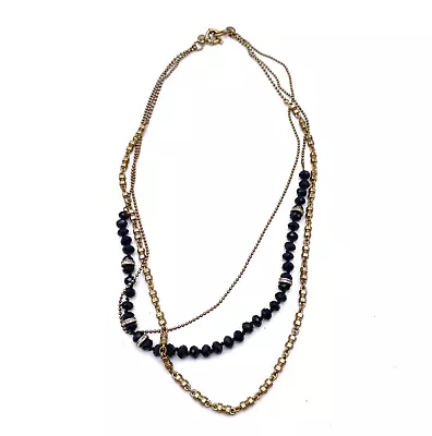 J. Crew 3-Stand Chain Beaded Necklace Spring Ring Signed 25  • $20