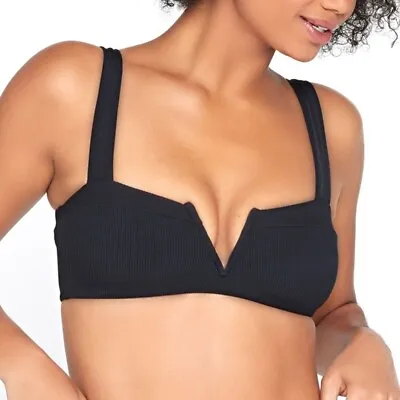 NWT L*Space Anthropology S Lee Lee Ribbed Black Bikini Swim Top 112467 • $34