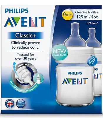 $23.99 • Buy Philips Avent Classic+ 2 Pack Feeding Bottle 125ml
