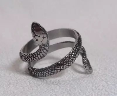 Goth Mens Biker Punk Stainless Steel Serpent/Snake Ring Size 15.5 • $20