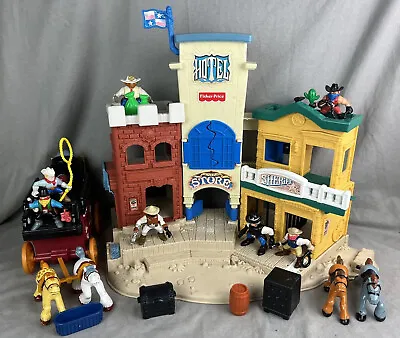 Vintage Fisher Price 1996 Wild Western Town Play Set With 1997 Stage Coach Toy • $79.99