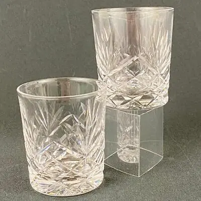 2 Vintage Heavy Glass Old Fashioned Whisky Edinburgh Crystal Tumbler Tay Pattern • £30