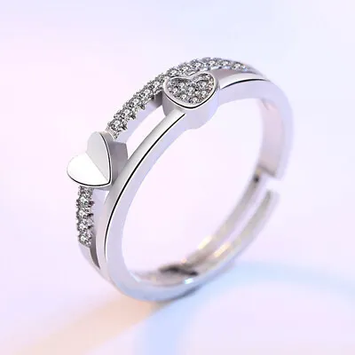 Adjustable 925 Sterling Silver Toe Ring Thumb Ring Knuckle Wishbone Heart Ring • £3.49