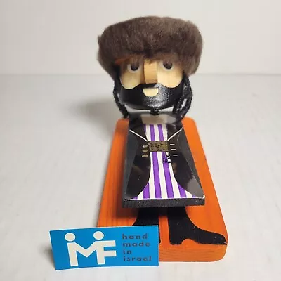 Vintage Frank Meisler Israel Wooden Art Hasidic Figurine Bobblehead Note Clip • $59.99