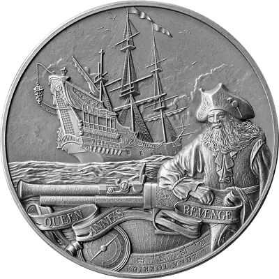 2023 Barbados Queen Anne's Revenge 2oz 999 Silver Antique HR Coin Mintage 1500 • £153.31