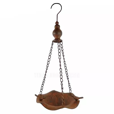 Metal Hanging Garden Bird Feeder Hook Perched Birds Rusted Finish Light Weight • $26.05