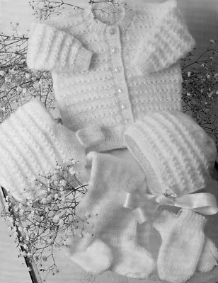 0093 Baby Outfit DK 16-22  - Vintage Knitting Pattern Reprint • £3.49