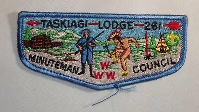 BSA OA Boy Scouts Order Arrow Taskiagi Lodge 261 Blue Border Pocket Flap Patch • $1.99