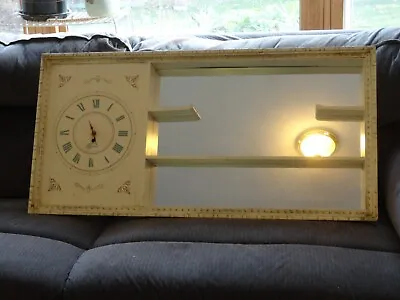 VTG Mid Century Turner Mirrored Shadow Box Curio Shelf W/Clock 41  X 21  • $185