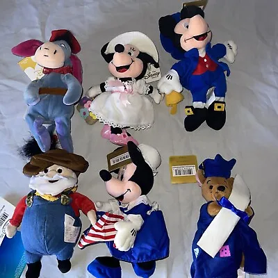 Lot Of 6 Disney Mickey Minnie Roo Eeyore  & Prospector Mini Bean Bag Plush • $49.99