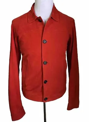 New $4995 Isaia Portofino AQUA Suede Jacket MD Red 38 US/48 Eu Italy • $868.50