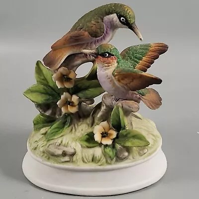 Vintage Gorham Bisque Porcelain Hummingbirds MUSICAL Figurine WORKS • $32