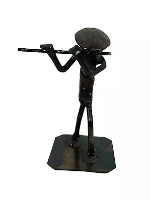 Roland Metal Art Flute Player Figurine Figure Sculpture Statue Musical Decor 6” • $49.99