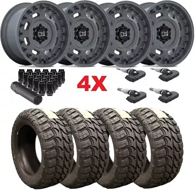 35 12.50 20 Mud Tire Package Set Gray Grey Wheel Rim 2500 3500 Ram F-250 F-350 • $2395