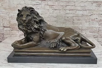 Magnificent Library Centerpiece: Extra Large Lion Bronze Sculpture Statue Deal • $629.65