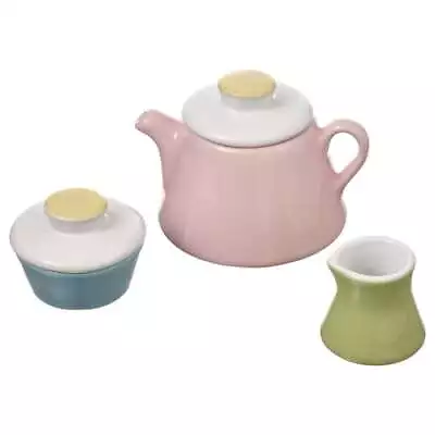 New Ikea DUKTIG 3-Piece Teapot Tea Making Pot Ceramic Playset Pink Green Blue • £15.99