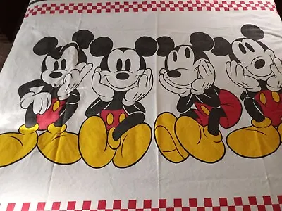 Disney Mickey Mouse Bathroom Shower Curtain 68x64 Lg Red & Wh Checkerboard Trim • $24