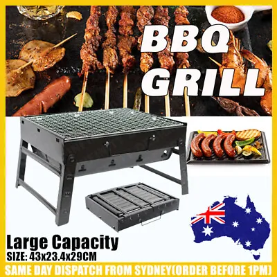 Charcoal BBQ Grill Portable Smoker Outdoor Barbecue Foldable Portable Camping • $23.95