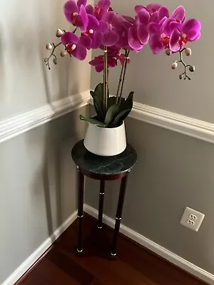 VINTAGE GREEN MARBLE PLANT STAND Made In Taiwan • $150