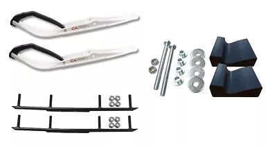 C&A Pro White Razor Snowmobile Skis W/ 6  Round Bars Complete Kit • $386.02