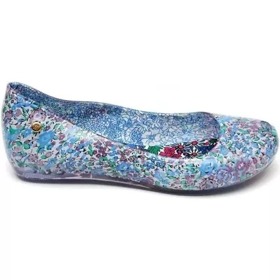 MELISSA & Liberty Art Fabrics Ultra Girl Blue Floral Jelly Pumps UK 7 EU 40 • £8.99