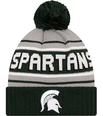 Michigan State St Spartans Ncaa New Era Cheer Knit Beanie Pom Winter Cap Hat Nwt • $24.95