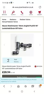 Myson Matchmaster MR10LACDPF90 Lockshield Drain Off Valve  • £7