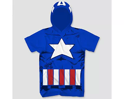 Marvel Captain America With Hood Short Sleeve T-Shirt Large New • $9.95