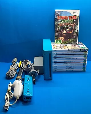 Nintendo Wii Console Blue Donkey Kong Special Edition + X10 Games • $179.99