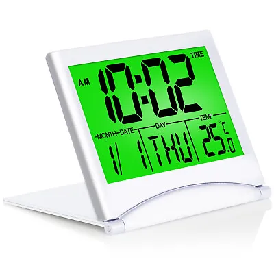 $15.35 • Buy Betus Digital Travel Alarm Clock - Foldable Calendar Battery Operated (Silver)