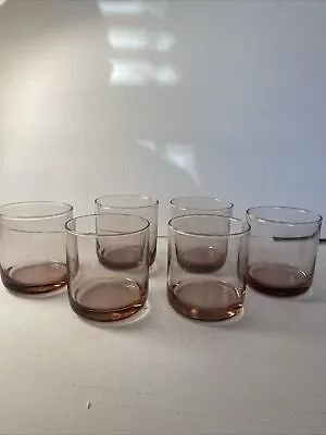 Vintage Set Of 6 Libbey Rose Pink Low Ball Tumblers Glasses Made In USA • $25.08