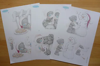 3 Sheets Tatty Teddy Xmas Decoupage-all Different-11 Packs To Choose - A4 • £2.25