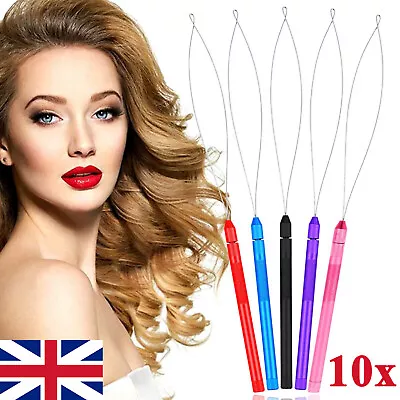 10x Nano Ring Or Micro Ring Hair Extensions Wire Pulling Loop Hook Tool • £4.01