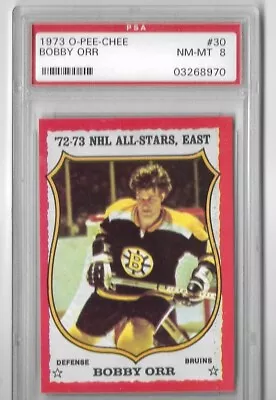 Bobby Orr NHL Bruins 1973 O Pee Chee #30 PSA 8 HOF CLEAN CARD SHARP CORNERS! • $10.50