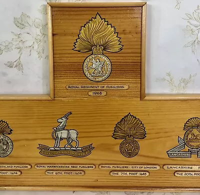 ROYAL REGIMENT OF FUSILIERS Wall Plaque 1968 5th 6th 7th & 20th Foot • £75