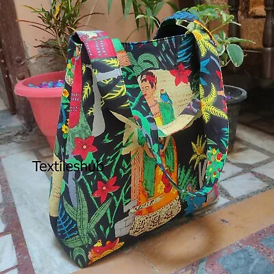 Indian Cotton Black Frida Kahlo Handbag Shoulder Bag Women's Beach Towel Bags US • $24.23