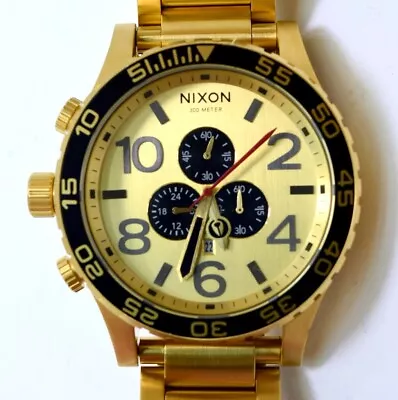 NIXON THE 51-30 CHRONO Simplify GOLD TONE Black Bezel Chronograph 51mm Watch • $155