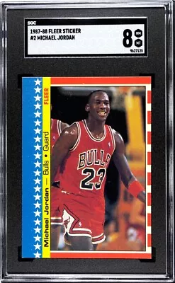 1987-1988 Fleer Michael Jordan #2 Sticker 2nd Year Card - NEW SGC 8 Slabbed • $219.12