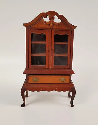 Miniature Dollhouse Finished Wood Dining Room China Cabinet With Dishes • $29.99