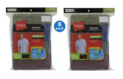 Hanes Men's FreshIQ® ComfortSoft® Dyed Assorted Colors Pocket T-Shirt  8-Pack • $29.90