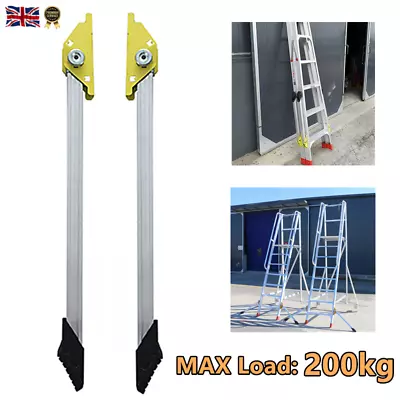 1 Pair Ladder Safety Legs Anti Slip Stabilizer Bar 200KG Max Load Aluminum Alloy • £43.99