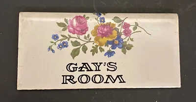 Gay’s Name Plate H&R Johnson LTD Ceramic Tile Floral Flowers Late 1960s • $5.04