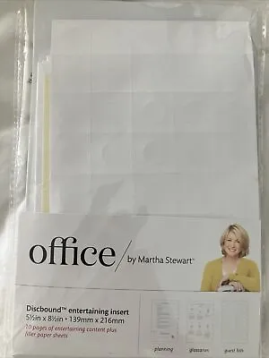 Office By Martha Stewart Discbound Entertaining Inserts Pre-punched Model 29701 • $7