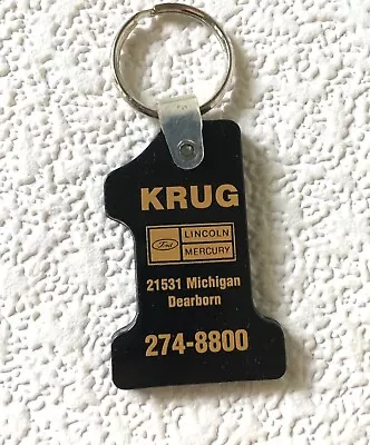 Vintage Dealer Keychain KRUG FORD LINCOLN MERCURY Key Fob Ring Dearborn S.Goth • $19.98