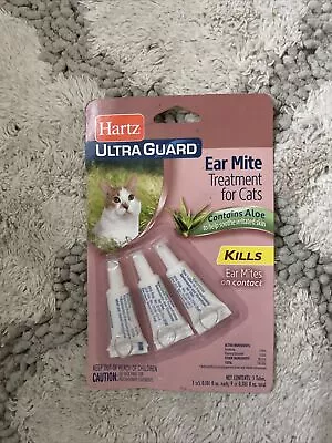 Hartz UltraGuard EAR MITE TREATMENT For Cats WITH ALOE Pet Care Cat 3 Tubes • $8.99