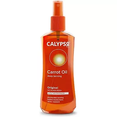 Calypso Deep Tanning Body Oil Tan Accelerator Spray Carrot SPF 15 Vegan 200ml  • £10.49