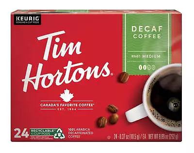 Tim Hortons Decaf Medium Roast Keurig Coffee Pods 24 Ct • $14.23