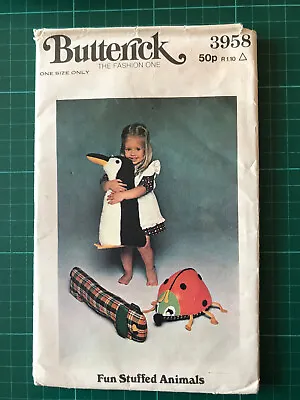 £10 • Buy Vintage Stuffed Animals Soft Toys Sewing Pattern NEW & UNCUT Butterick 3958